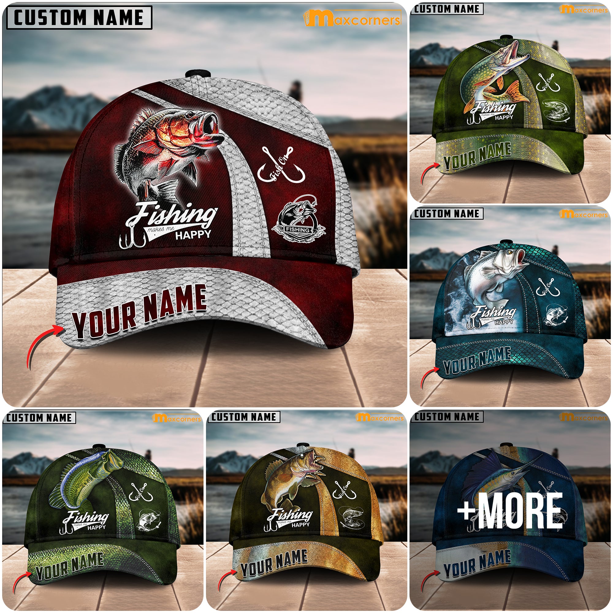 Fishing Custom Name Caps