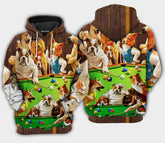 Maxcorners Billiard Vintage Dogs Playing Pool 3D All Over Printed Clothes