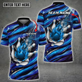 Maxcorners Bowling & Pins Colorful Silk Thread Premium Multicolor Option Customized Name, Team Name 3D Polo Shirt (4 Colors)