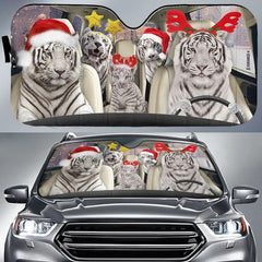Maxcorners White Tiger Family Christmas Auto Car Sun Shade