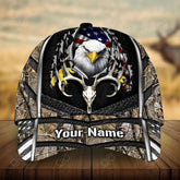 Maxcorners Premium Loralle Eagle And Deer Hunting Personalized Hats 3D Multicolored