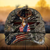 Maxcorners The Unique Premium Flag Deer Hunting Personalized Hats 3D Multicolored