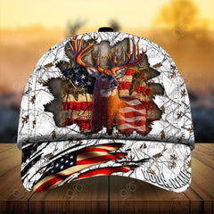 Maxcorners Best Cracked Flag Deer Hunting Personalized Hats 3D Multicolored