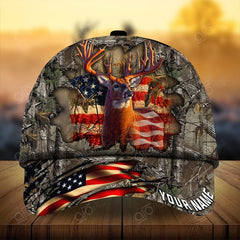 Maxcorners Best Cracked Flag Deer Hunting Personalized Hats 3D Multicolored