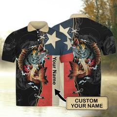 Maxcorners Custom Text US Flag Fishing 3D Polo