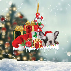 MAXCORNERS RED POODLE MERRY CHRISTMAS HANGING ORNAMENT