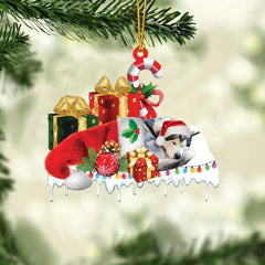 MAXCORNERS POODLE(WHITE) MERRY CHRISTMAS HANGING ORNAMENT