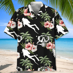 Maxcorners Scuba Diving Nature Flower Colorful Hawaiian Shirt