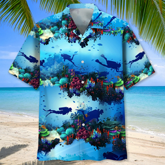 Maxcorners Scuba Diving Light Ocean Colorful Hawaiian Shirt