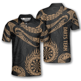 Maxcorners Golden Hawaiian Tribal Darts Personalized Name And Team Name 3D Shirt