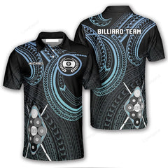 Maxcorners Blue Tribal Custom 9 Ball Billiard 3D Shirt