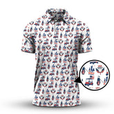 Maxcorners USA Golf Shirts, American Golf Shirt For Men, Pattern Golf Gift For Golfers