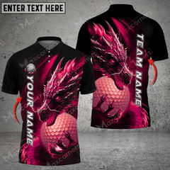 Maxcorners Golf Dragon Multicolor Option Customized Name, Team Name 3D Polo Shirt