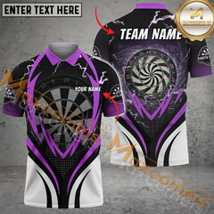 Maxcorners Darts Dartboard Water Thunder Lightning Player Mutilcolor Options Personalized Name, Team Name 3D Polo Shirt