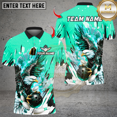 Maxcorners Bowling Ice Glare Eagle Multicolor Customized Name, Team Name 3D Shirts