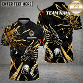 Maxcorners Dragon Lightning Strike Golf Polo Shirt, Customized Name & Team Name 3D Shirts (4 Colors)