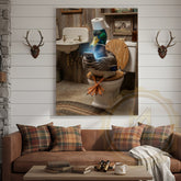 Maxcorners Duck Canvas Vintage Farmhouse Bathroom Smartphone Canvas Wall Art