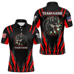 Maxcorners Custome Wolf Red-Eyes Scratched Pattern Dart Shirts For Men, Dart Team Jerseys LM054