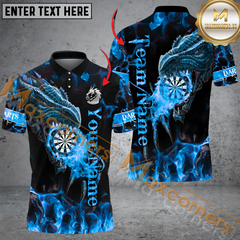 Maxcorners Darts Dragon Dratboard Fire Flame Mutilcolor Options Personalized Name, Team Name 3D Polo Shirt