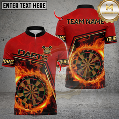Maxcorners Darts Flaming Dartboard Multicolor Customized Name, Team Name 3D Shirts