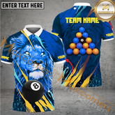 Maxcorners Ball 8 Lion Billiard Jersey Multicolor Options Personalized Name, Team Name 3D Polo Shirt (4 Colors)