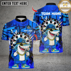 Maxcorners Darts Cool Hiphop Shark With Dartboard Multicolor Customized Name, Team Name 3D Shirts