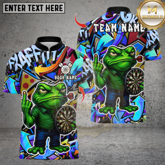 Maxcorners Darts Cartoon Offended Frog Dartboard Multicolor Customized Name, Team Name 3D Shirts