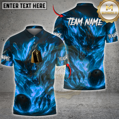 Maxcorners Bowling Fire Beast Wolf Multicolor Customized Name, Team Name 3D Shirts