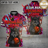 Maxcorners Bowling Wolf Cartoon Multioptions Personalized Name, Team Name Unisex 3D Shirts