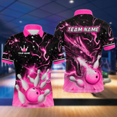 Maxcorners Pink Dragon Flaming Bowling Shirt for Men and Women Custom Bowling Jersey for Team LM2504