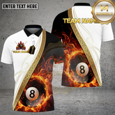 Maxcorners Billiards Shirt White Black Fire 8 Ball Elegant Multicolor Options Personalized Name, Team Name 3D Shirt (4 Colors)