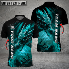 Maxcorners Golf Dragon Multicolor Option Customized Name, Team Name 3D Polo Shirt