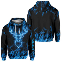 Maxcorners Love Hunting, Personalized Hunting All Over Shirt, Personalized 3D Hoodie For Hunting Lover Blue TU2611