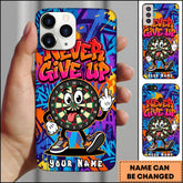 Maxcorners Darts Never Give Up Graffiti Style Dartboard Personalized Name Phone Case