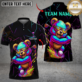 Maxcorners Golf Neon Bear Multicolor Customized Name, Team Name 3D Shirts
