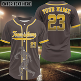 Maxcorners Minimalist Baseball Jersey For Men Human Playing Ball| Custom Name & Number | Brown LM2608