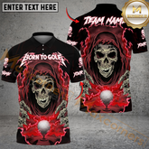 Maxcorners Born to Golf Reaper Polo Shirt, Customized Name & Team Name 3D Shirts (4 Colors)