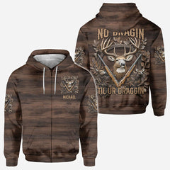 Maxcorners No Bragin Til Ur Draggin, Personalized Hunting All Over Shirt, Personalized 3D Hoodie For Hunting Lover TU2611