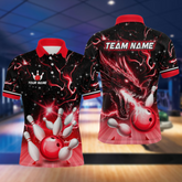 Maxcorners Red Dragon Flaming Bowling Shirt for Men and Women Custom Bowling Jersey for Team LM2504