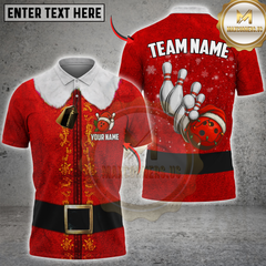Maxcorners Christmas Bowling Hat Elf Multicolor Customized Name, Team Name 3D Shirt
