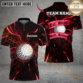Maxcorners Electric Golf Repeat Funny Golf Polo Shirt, Customized Name & Team Name 3D Shirts (4 Colors)