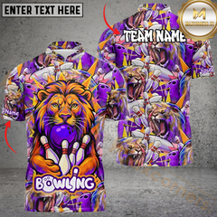 Maxcorners Roaring Lion Bowling Jersey Multicolor Customized Name, Team Name 3D Shirts