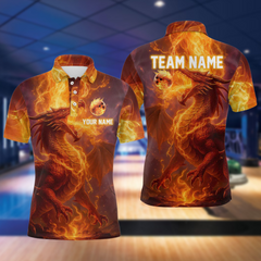 Maxcorners Custom Dragon Bowling Shirt for Men Women Bowling Jersey Flaming Bowling Shirt LM0705