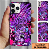 Maxcorners Billiards 420 Purple Bear Smoking Personalized Name Phone Case