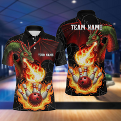 Maxcorners Flaming Dragon Bowling Shirt Custom for Men Women Bowling Team League LM0705