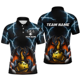 Maxcorners Dragon Thunder Bowling Custom Men Bowling Shirt Polo & Quarter-Zip Bowling Team Jerseys LM054