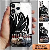 Maxcorners Bowling Black White Lightning Strike Personalized Name Phone Case