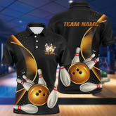 Maxcorners Custom Black And Gold Bowling Team Shirts For Men And Women, Unisex Bowling League Shirts