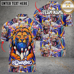 Maxcorners Roaring Lion Bowling Jersey Multicolor Customized Name, Team Name 3D Shirts