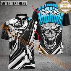 Maxcorners Billiard Ball 8 Skull Multicolor Options Personalized Name, Team Name 3D Polo Shirt